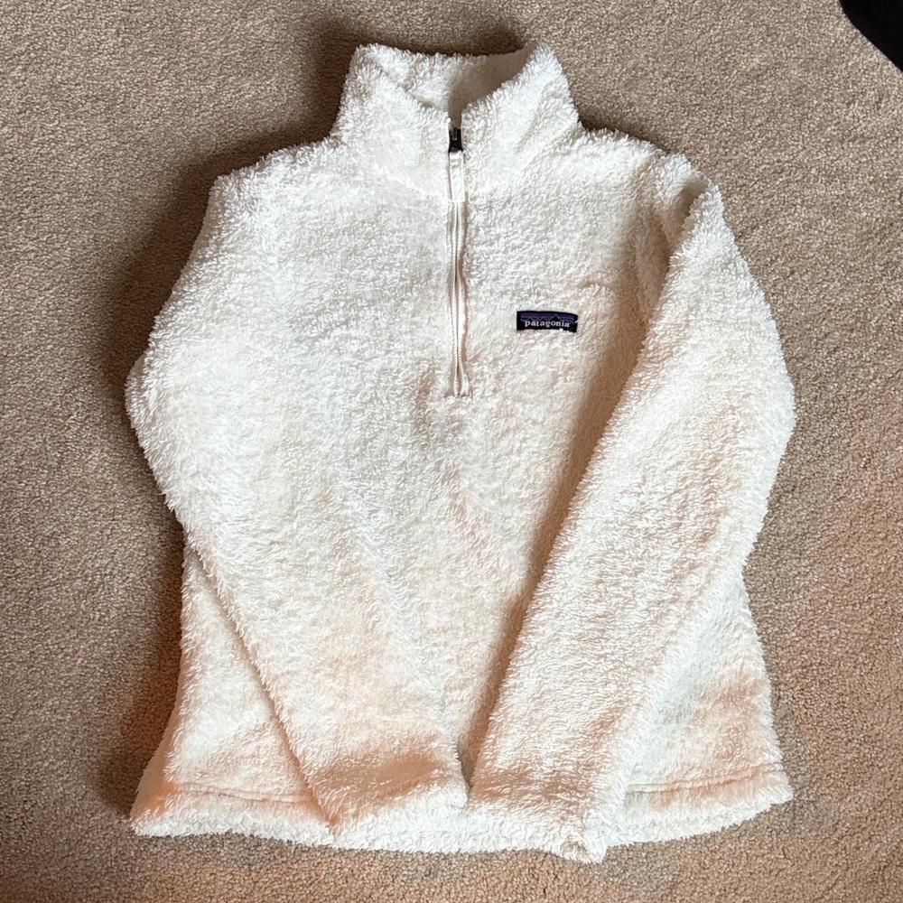 Patagonia Los Gatos White Fleece Top, Small